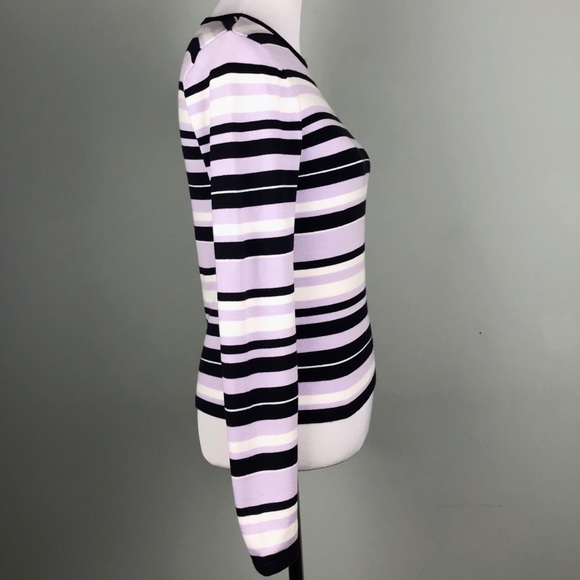 Michael Kors Purple Blue White Striped Sweater - Picture 2 of 6